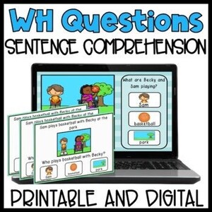 WH Questions with Pictures Task Cards - Sentence Reading Comprehension 5