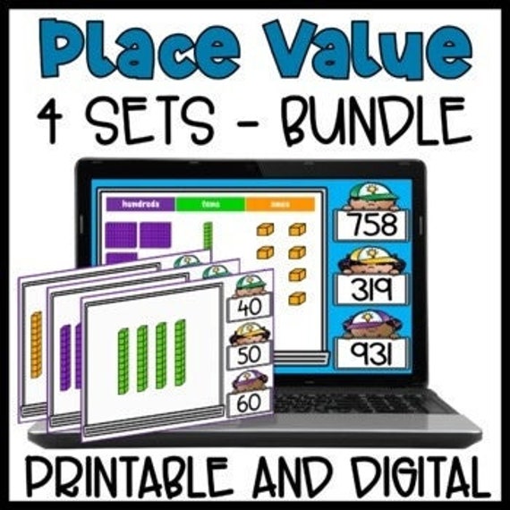 Place Value Task Cards - 2nd Grade Base 10 Place Values Math Center Bundle  - Etsy