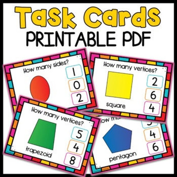 2D Shapes Geometry Math Task Cards for Special Education Work Task
