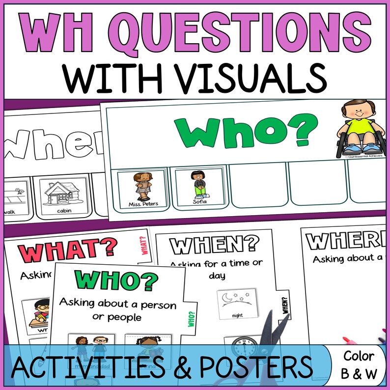 WH Questions Activities | Flip Book, Anchor Charts & Mazes | Special Ed ...