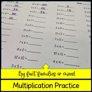 Multiplication Facts Fluency Practice | Fact Families & Times Tables ...