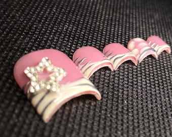 Pale Yellow Frenchies • Silver Animal Print w/ Stars | Toe Press-Ons