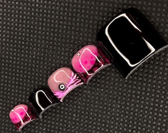 Black and Pink w/ Zebra Print | Toe Press-Ons