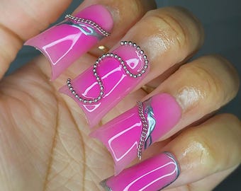 Pink Aura • Silver/Metallic | Press-On Nails