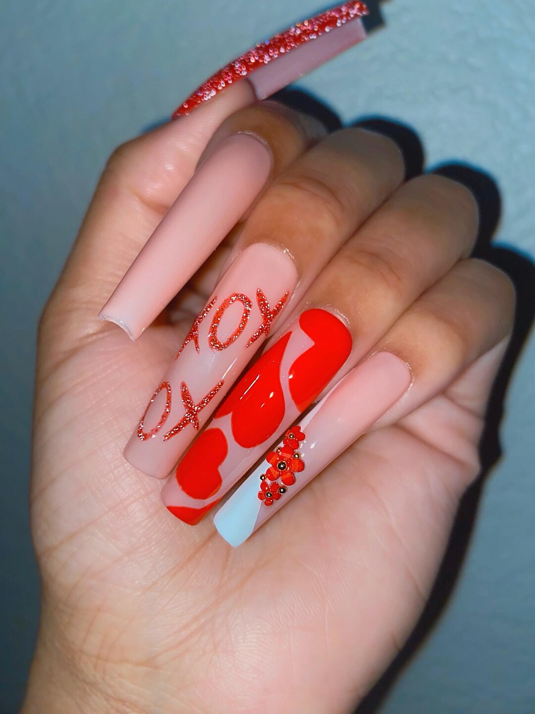 XOXO Valentines Day | Press-on Nails - Etsy