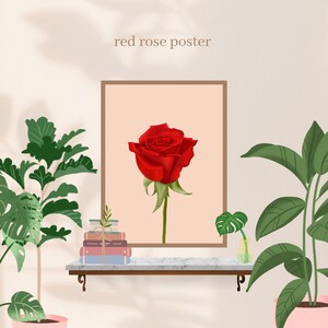 Red Rose Flower Art Print, Flower Wall Art, Flower Print, Floral Print, Art Print, Home Decor, Floral Wall Decor, Poster, Digital Download