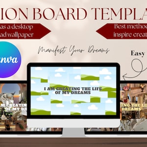 2023-24 Vision Board Canva Template | Digital Vision Board | Mood Board | Wallpaper for Laptop/iPad | Digital Download | Vision Board Kit