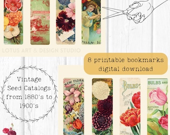Vintage Samen Katalog Lesezeichen: Blumen Ephemera Set #2 (Digitaler Download)