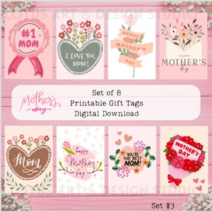 Etiquetas de regalo para el Día de la Madre, etiquetas de regalo para el Día de la Madre, etiquetas de regalo imprimibles, etiquetas de regalo para mamá, esposa, cualquier persona, juego de 8 etiquetas digitales para el Día de la Madre n.° 3