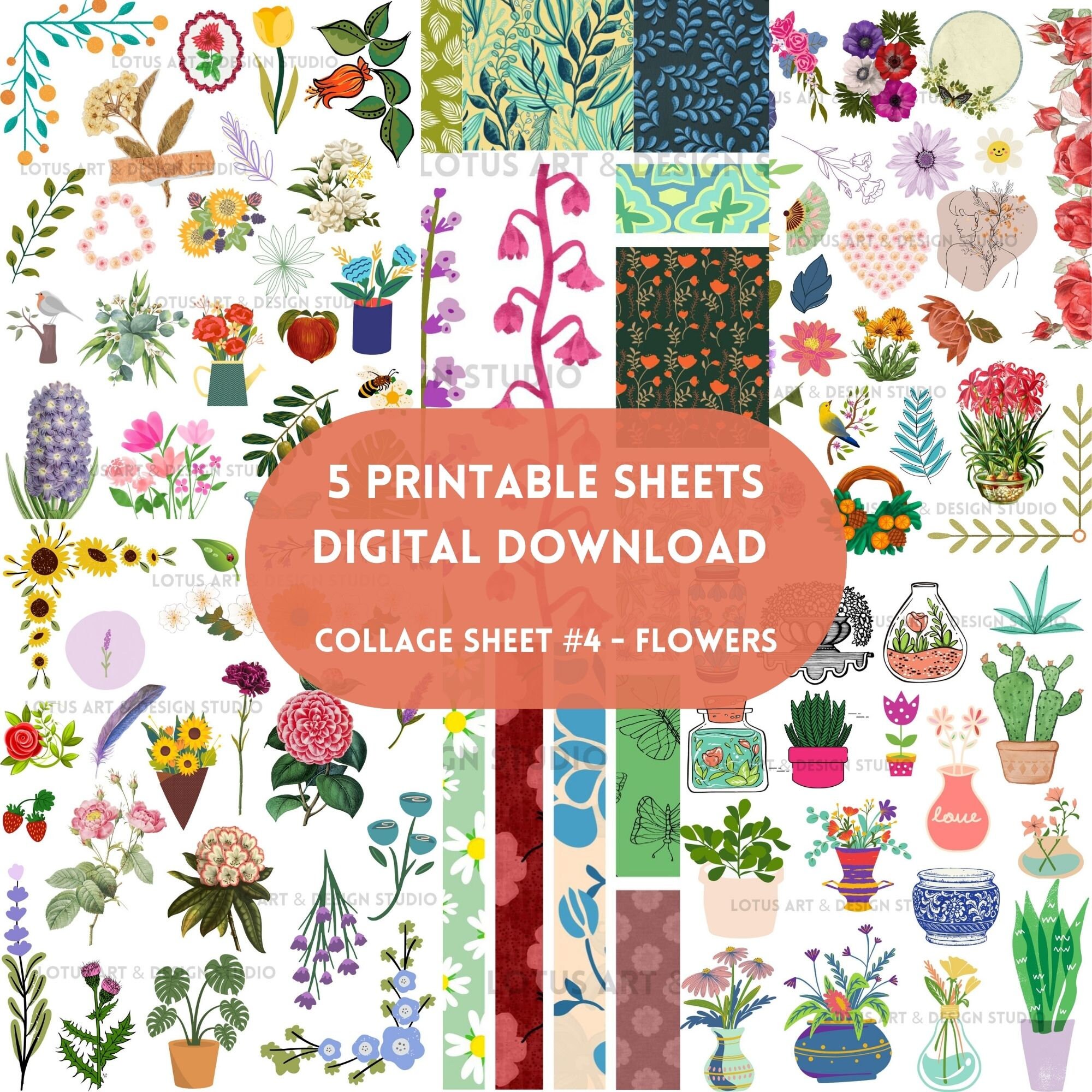 Printable Collage Sheets Digital Download for Mixed Media, Junk ...