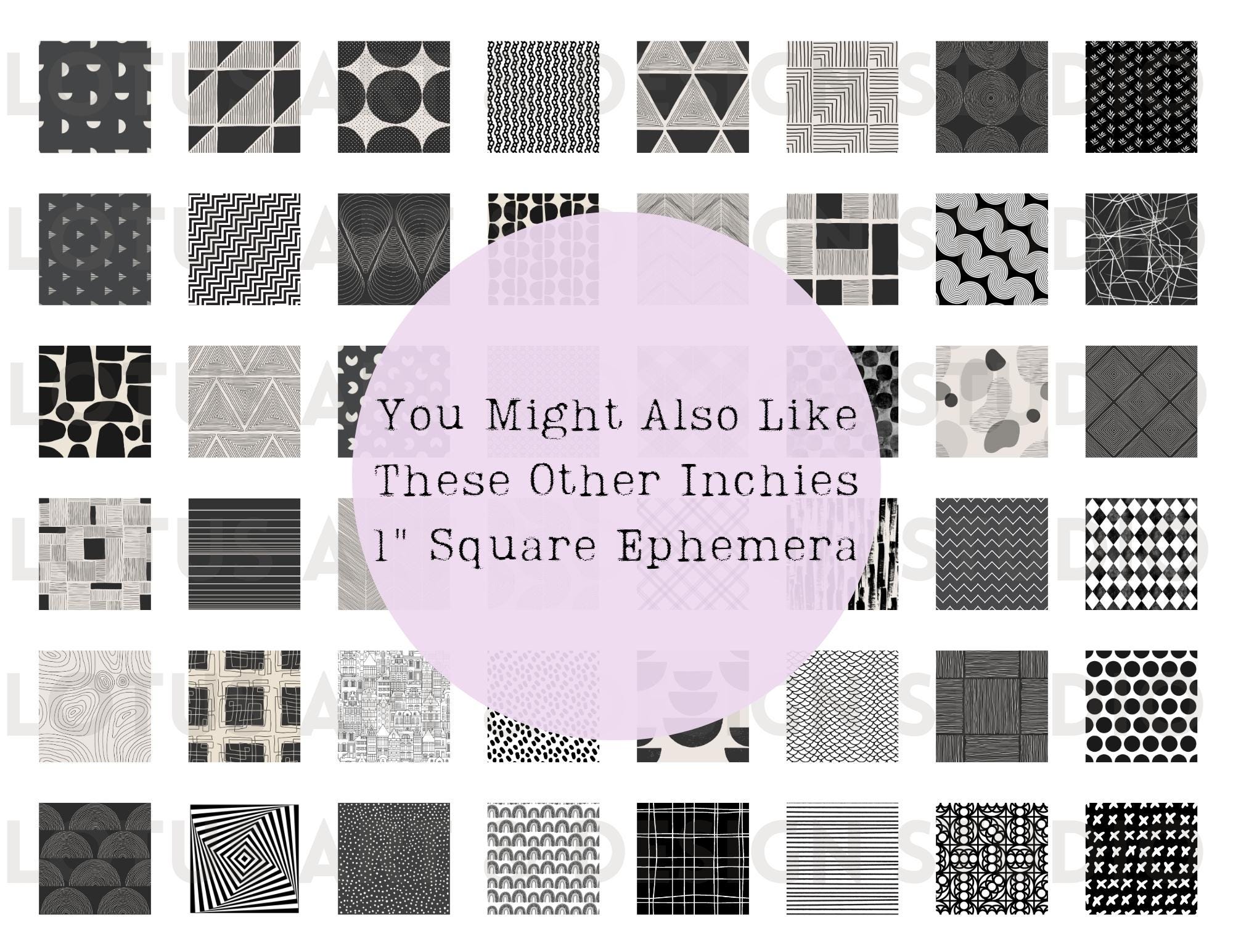 Printable Inchies Sheet, 48 Boho Theme, 1 Inch, 1