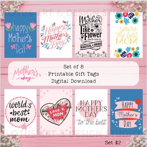 Etiquetas de regalo para el Día de la Madre, etiquetas de regalo para el Día de la Madre, etiquetas de regalo imprimibles, etiquetas de regalo para mamá, esposa, cualquier persona, juego de 8 etiquetas digitales para el Día de la Madre n.° 2