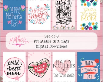 Etiquettes cadeaux fête des mères, étiquettes cadeaux pour la fête des mères, étiquettes cadeaux imprimables, étiquettes cadeaux pour maman, femme, n'importe qui, lot de 8 numérique fête des mères #2