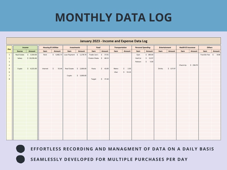 Blue Excel Budget Spreadsheet Template Monthly Income and Expense ...