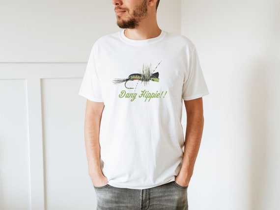 Dang Hippie Fly Fishing Shirt, Pretty Fly for A White Guy Mens Shirt unisex Softstyle Shirt, Outdoors Shirt, Cool Mens Shirt, Fishing Shirt