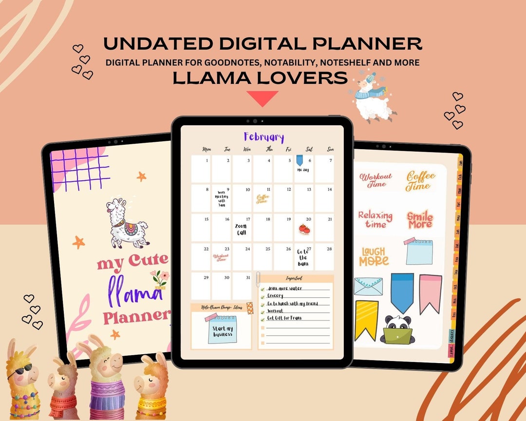 My Cute Llama Planner, Digital Planner, Goodnotes Planner, iPad Planner