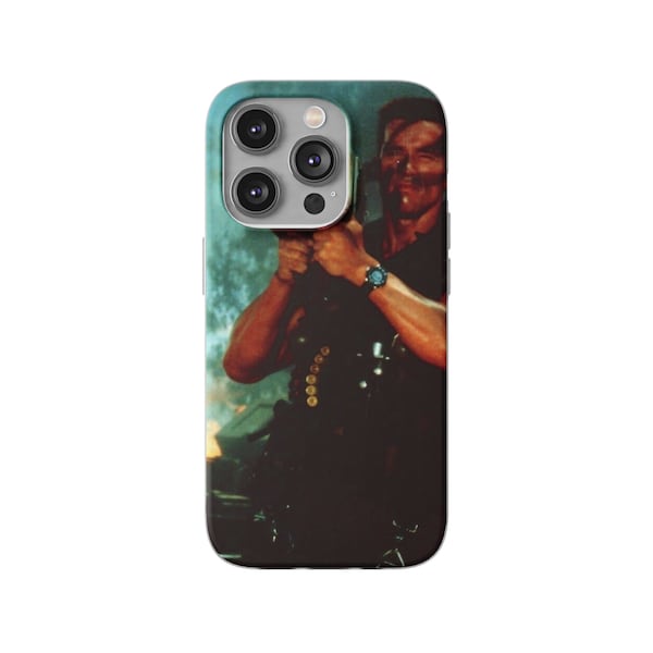 Arnold Schwarzenegger Commando Rocket Launcher Flexi Phone Case | Funny | available for many different iPhone and Samsung models | Bazooka