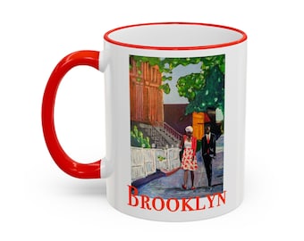 Taza de cerámica con borde y asa con detalles en Brooklyn Brownstone Painting