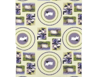 Manta envolvente para bebé con diseño de ovejas y patchwork / Guardería de animales de granja en tonos pastel