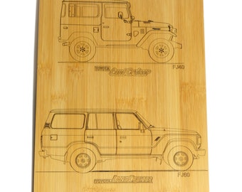 トヨタ ランドクルーザー FJ40 FJ60 - レーザー彫刻竹 9インチ x 12