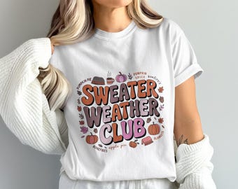 Club del Clima Suéter PNG / Diseño de Calabaza Especiada de Otoño (Descarga Digital)