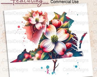 Virginia Dogwood PNG Clipart: USA State Flower Sublimation (Digital Download)