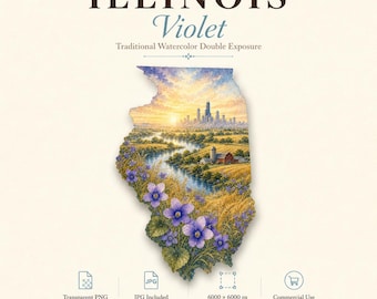 Illinois State Flower Violet Watercolor PNG, Clipart, Sublimation Design