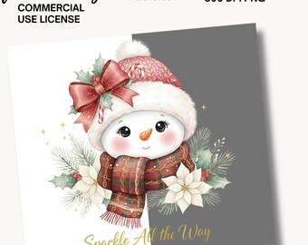 Pink Watercolor Snowman Clipart PNG, Christmas Snow Sublimation, Sparkle All The Way, Commercial Use