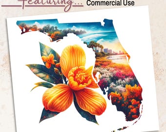 Florida oranjebloesem PNG: aquarel staat bloem clipart (digitale download, licentie voor commercieel gebruik)