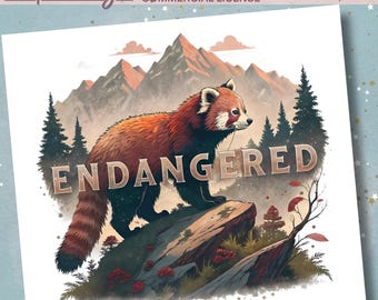 Red Panda PNG: Mountain Forest Clipart - Sublimation Design (Commercial License