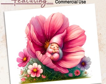 Oktober Cosmos Baby Gnome PNG-afbeeldingen | Bloemsublimatie geboortemaand | Digitale download 300 dpi