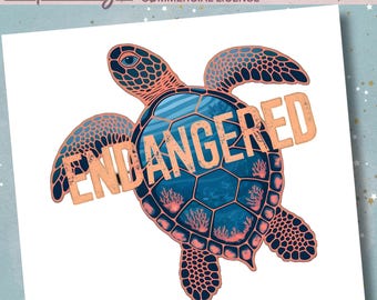 Hawksbill Turtle PNG: Coral Reef Clipart (Commercial License, 300 DPI Printable File)