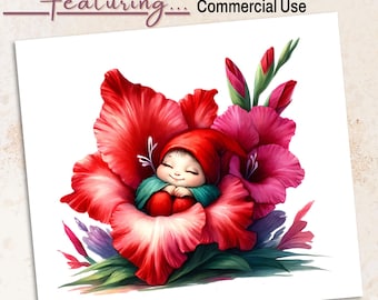 Augustus gladiolen babykabouter png-afbeeldingen | Bloemsublimatie geboortemaand | Digitale download 300 dpi