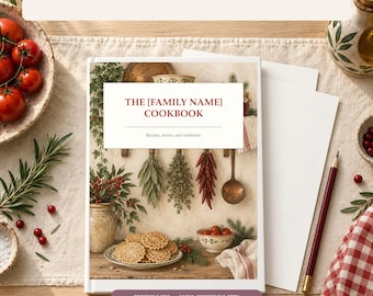 Nonna Christmas Cookbook Template, Editable Family Recipe Book, Printable Canva Pages