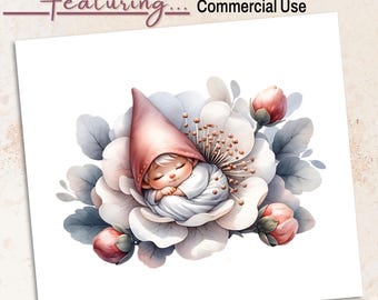 Mei meidoorn baby kabouter png-afbeeldingen | Bloemsublimatie geboortemaand | Digitale download 300 dpi