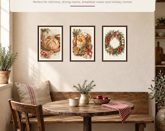 Nonna Christmas Kitchen Wall Art Bundle, 12 Printable Italian Watercolor Prints