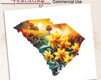 South Carolina Jessamine Flower png: aquarel staat silhouet (300 dpi transparant bestand)