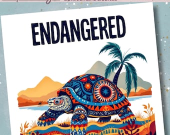 Tribal Tortoise PNG: Desert Wildlife Clipart (Commercial License, Digital Download