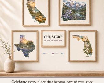 50 State Flowers Watercolor Double Exposure Sublimation Bundle
