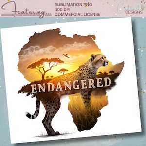 Gepard PNG | Bedrohte Wildtiere Clipart | Afrikanische Tiersublimation | 300 DPI Druckbare Datei || Kommerzielle Lizenz