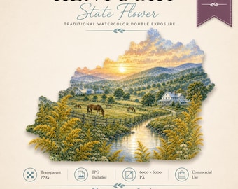Kentucky State Flower Goldenrod Watercolor PNG, Clipart, Sublimation Design (Digital Download)