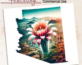 Arizona Saguaro Cactus Blossom PNG, Watercolor Clipart (Digital File)