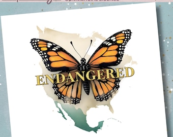 Monarch Butterfly PNG: North America Map Clipart for Sublimation (300 DPI Printable Art File)