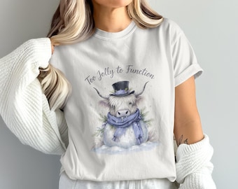 Funny Christmas Highland Cow Snowman PNG Clipart (Commercial License)