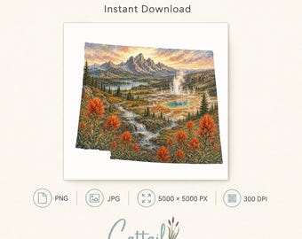 Wyoming State Flower Indian Paintbrush Watercolor PNG, Clipart, Sublimation Design, Commercial Use & Instant Download