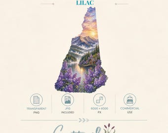 New Hampshire Lilac Watercolor Clipart (Digital Download)