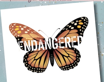 Monarch Butterfly PNG: Endangered Species Sublimation Clipart (Commercial License)