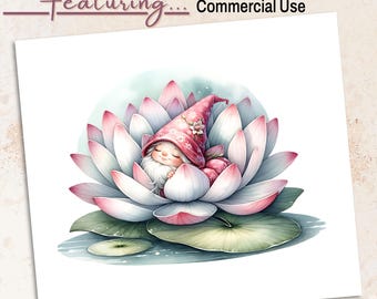 Juli geboorte bloem baby kabouter PNG: waterlelie clipart (digitale download, 300 DPI)
