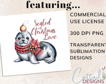 Christmas Seal PNG | Holiday Animal Clipart (Digital Download)