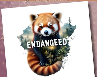 Red Panda PNG: Sunset Forest Animal Clipart (Commercial License, 300 DPI Digital Download